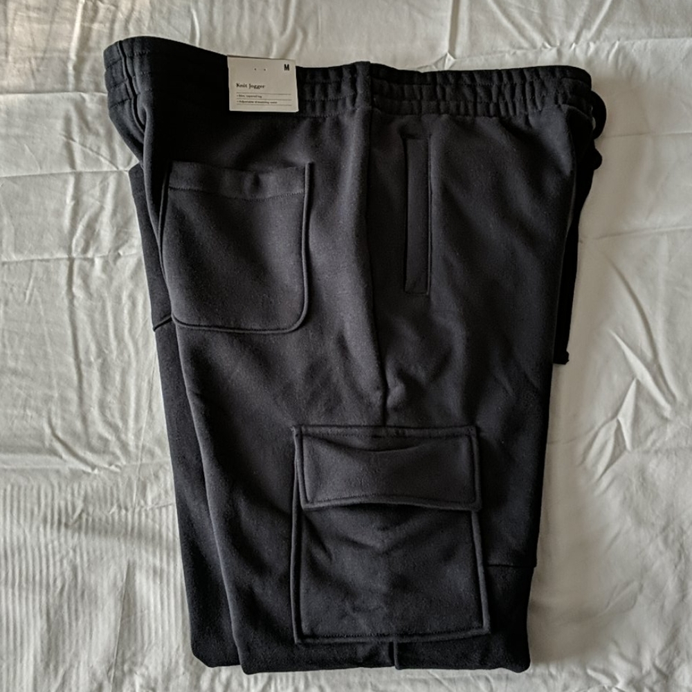 Knit Jogger Drawstring Cargo Lounge Pants Gray - Picture 2 of 5